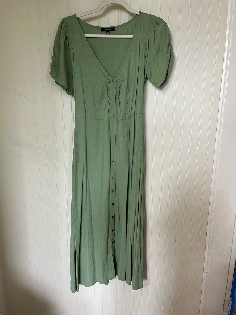 Madewell Sage Green Button-Front Maxi Dress